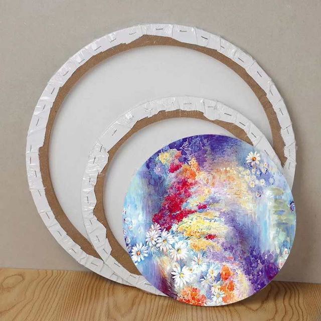 Round Canvas Panels Canvas Boards Artist Canvas Boards For Painting Drawing  Oil Wall Decoration 40cm ( White )